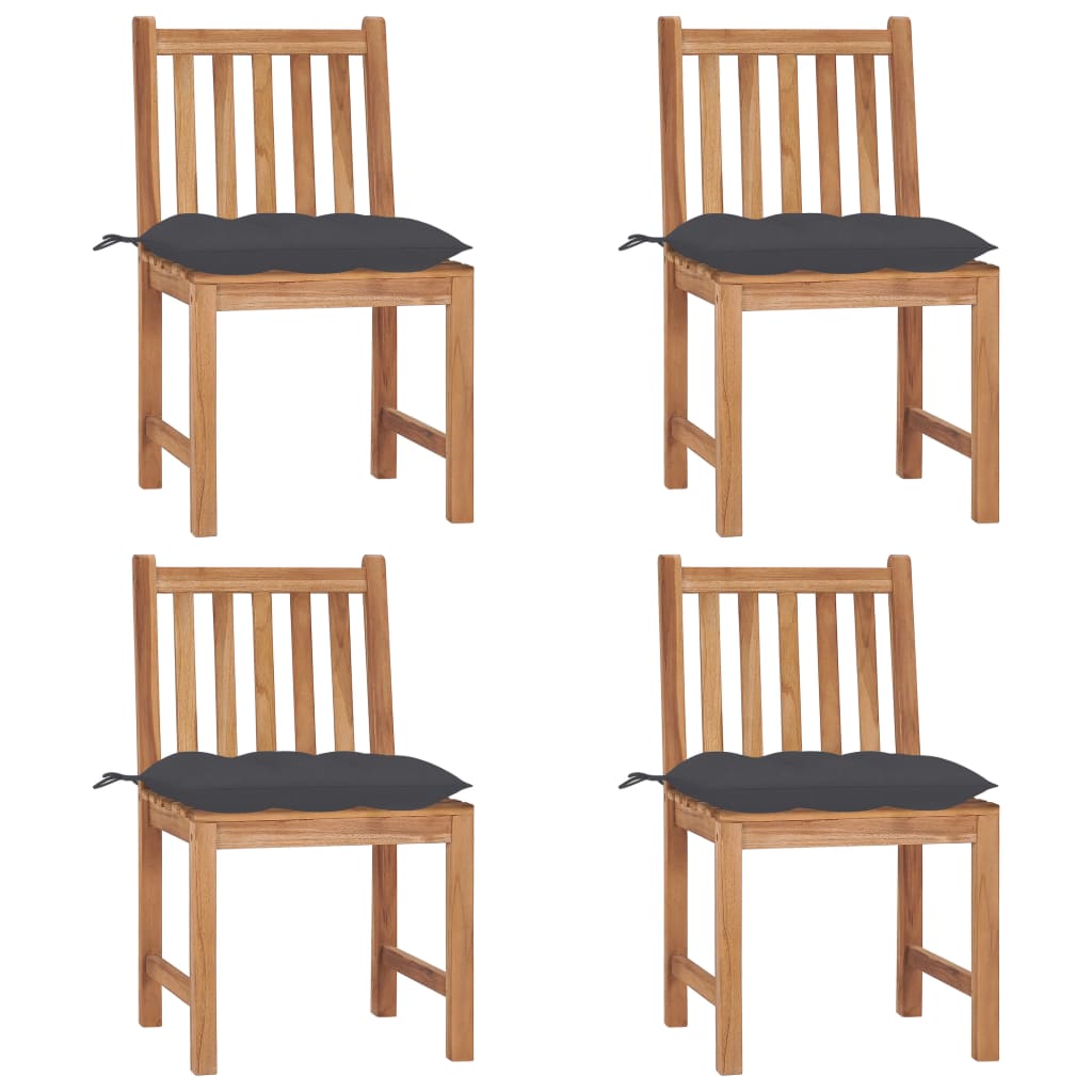 Cadeiras de jardim c/ almofadões 4 pcs madeira de teca maciça