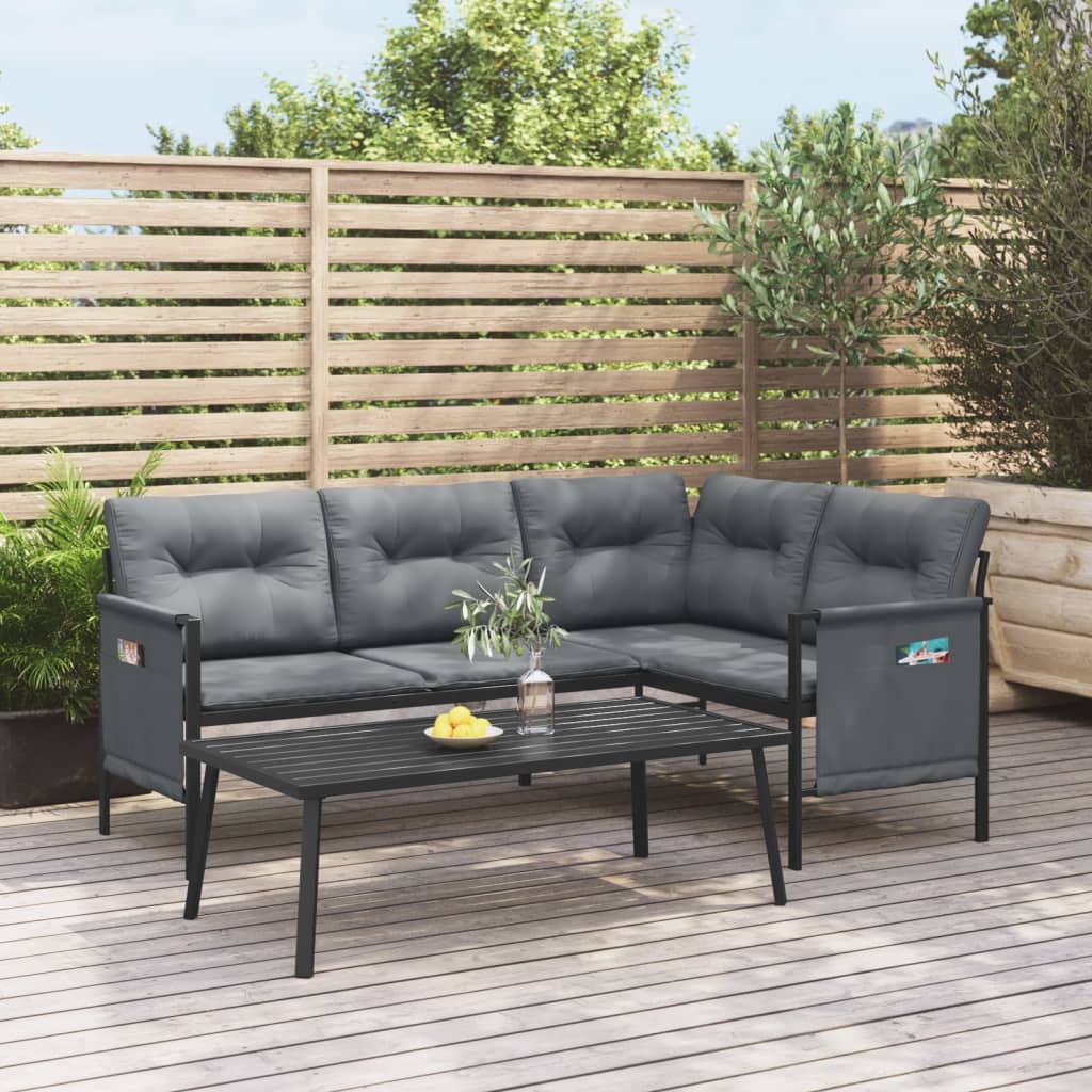 2 Pcs conjunto lounge de jardim aço antracite