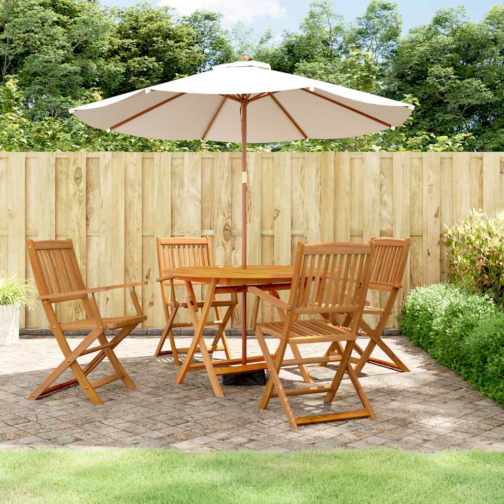 5 Pcs conjunto de jantar p/ jardim madeira de acácia maciça