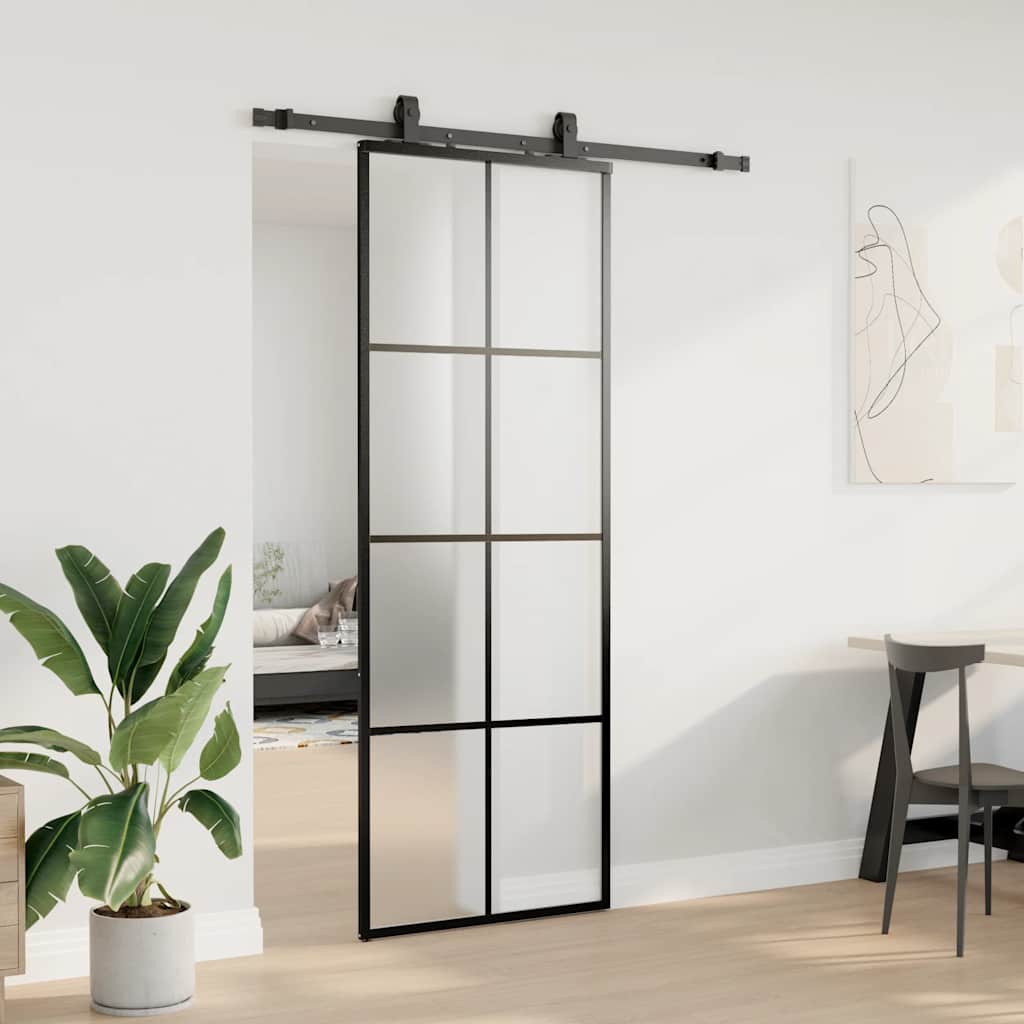 Porta deslizante c/ conj. ferragens 76x205cm vidro esg preto