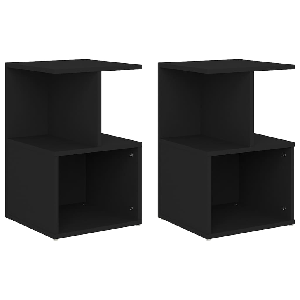 Mesas de cabeceira 2 pcs 35x35x55cm derivados de madeira preto