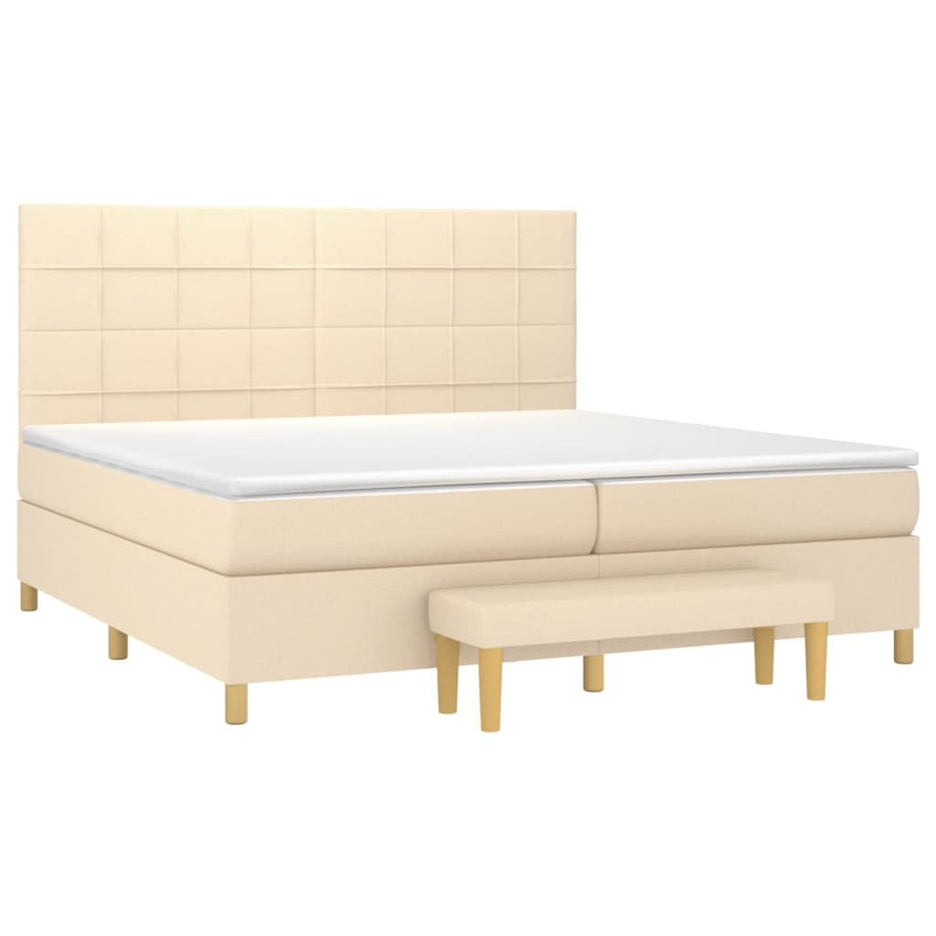 Cama com molas/colchão 200x200 cm tecido cor creme