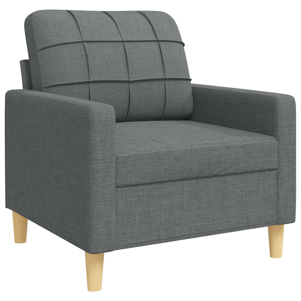 3 Pcs conjunto de sofás tecido cinzento-escuro