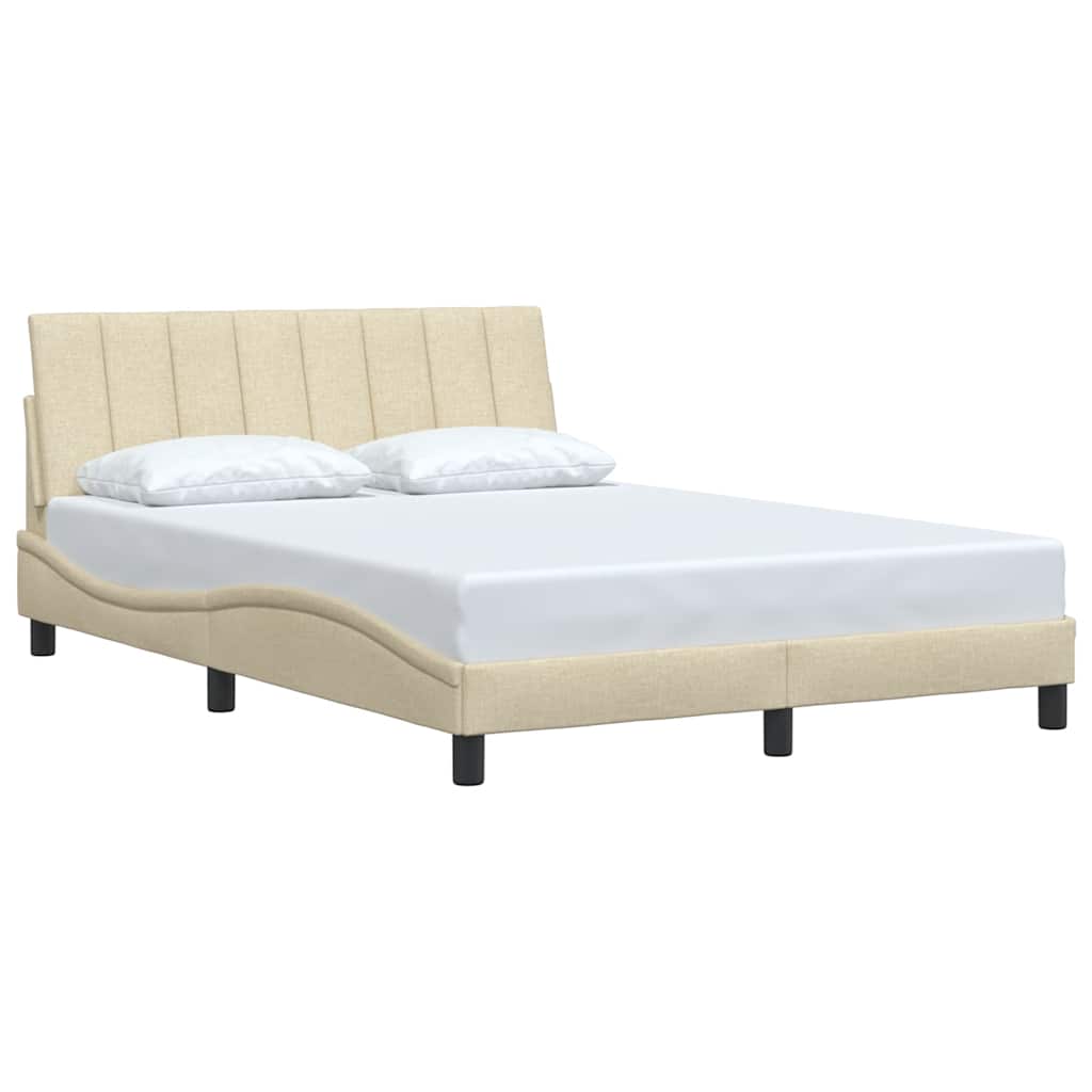 Estrutura de cama sem colchão hanko 140x190 cm tecido cor creme