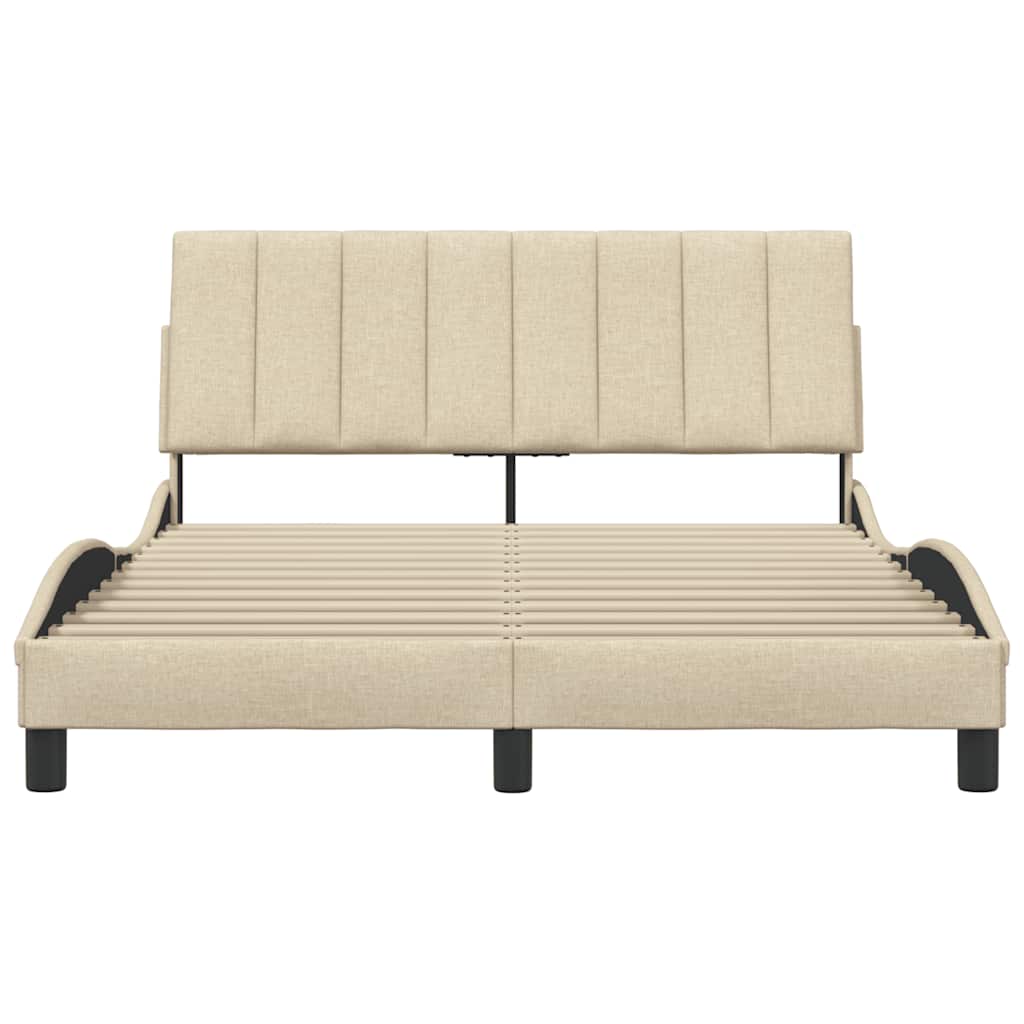 Estrutura de cama sem colchão hanko 140x190 cm tecido cor creme