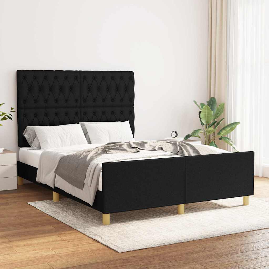Estrutura de cama sem colchão 140x200 cm tecido preto