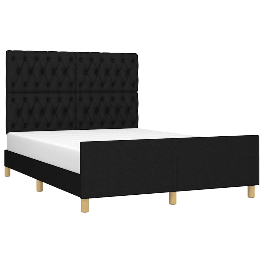 Estrutura de cama sem colchão 140x200 cm tecido preto
