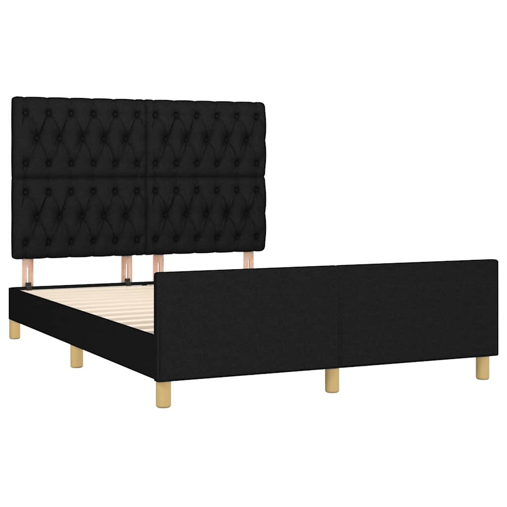 Estrutura de cama sem colchão 140x200 cm tecido preto