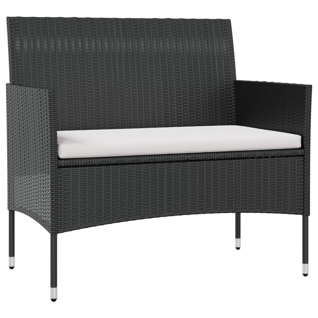 16 Pcs conjunto lounge de jardim c/ almofadões vime PE preto