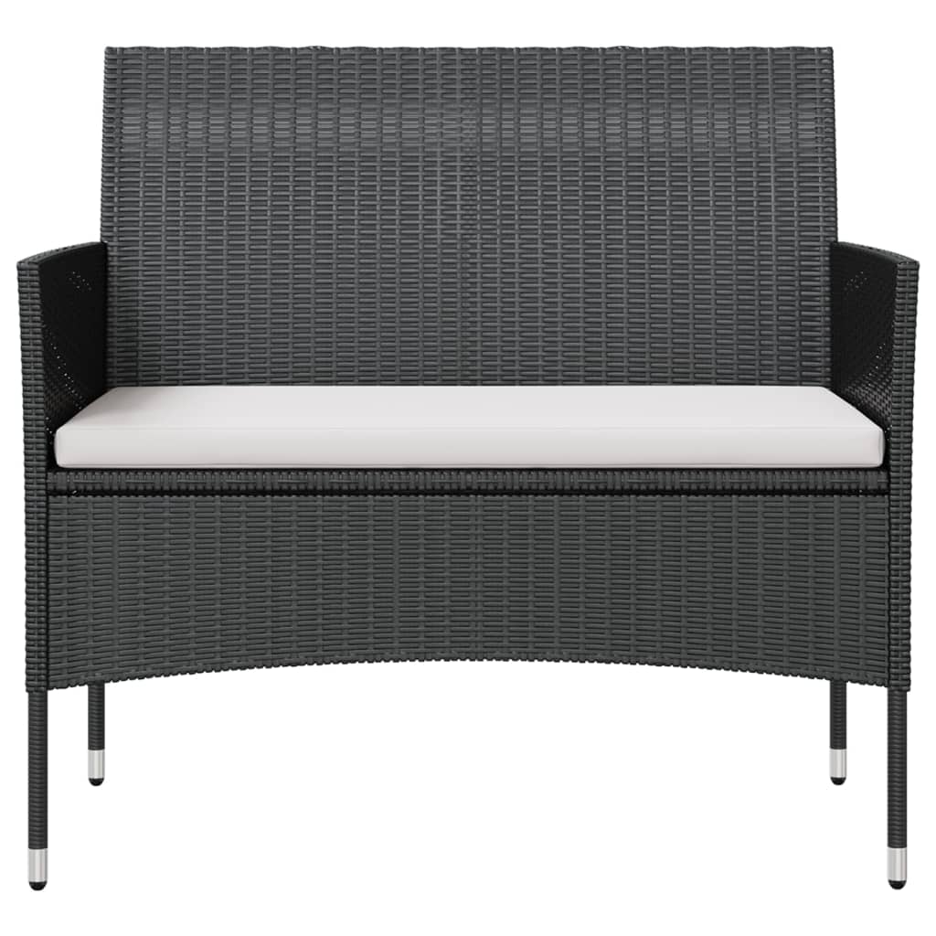 16 Pcs conjunto lounge de jardim c/ almofadões vime PE preto
