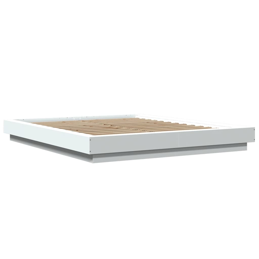 Estrutura cama c/ luzes LED 160x200 cm derivados madeira branco