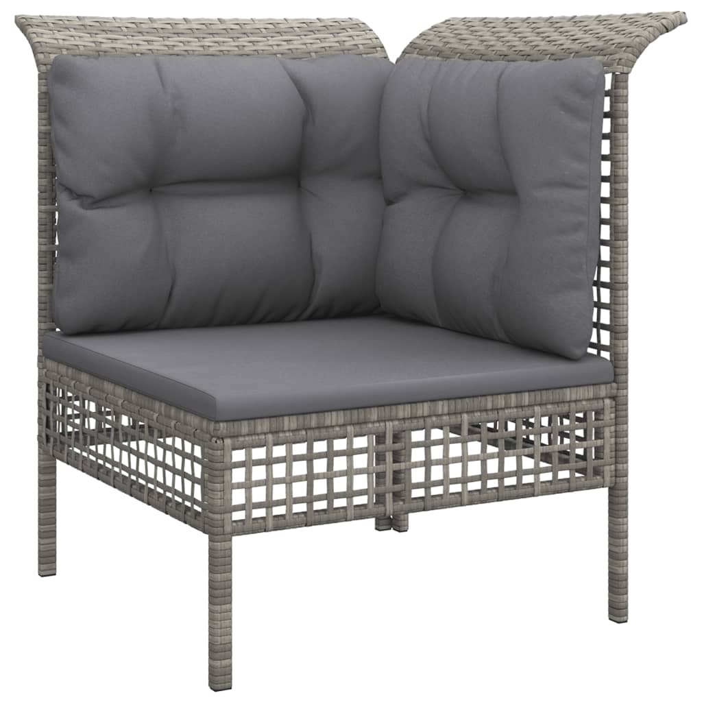 6 Pcs conjunto lounge de jardim c/ almofadões vime PE cinzento