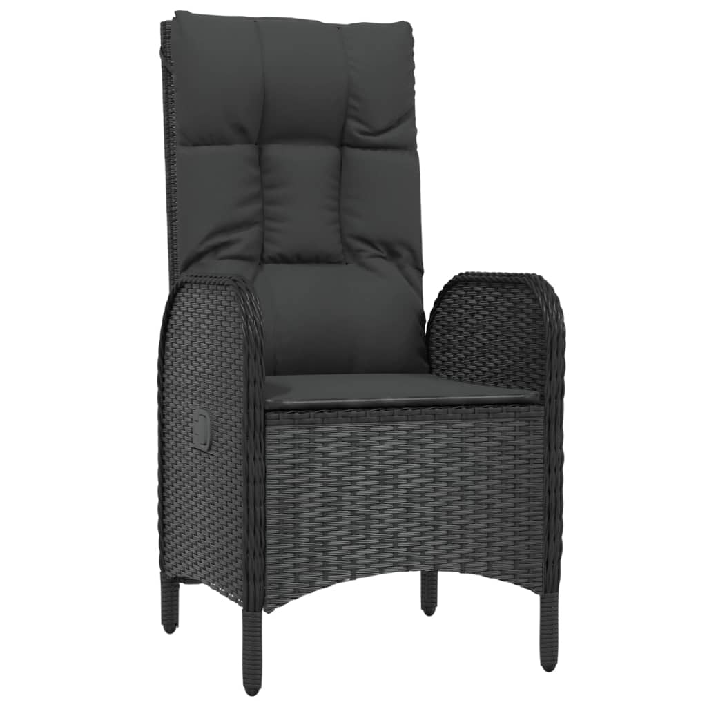 7 Pcs conjunto de jantar p/ jardim c/ almofadões vime PE preto