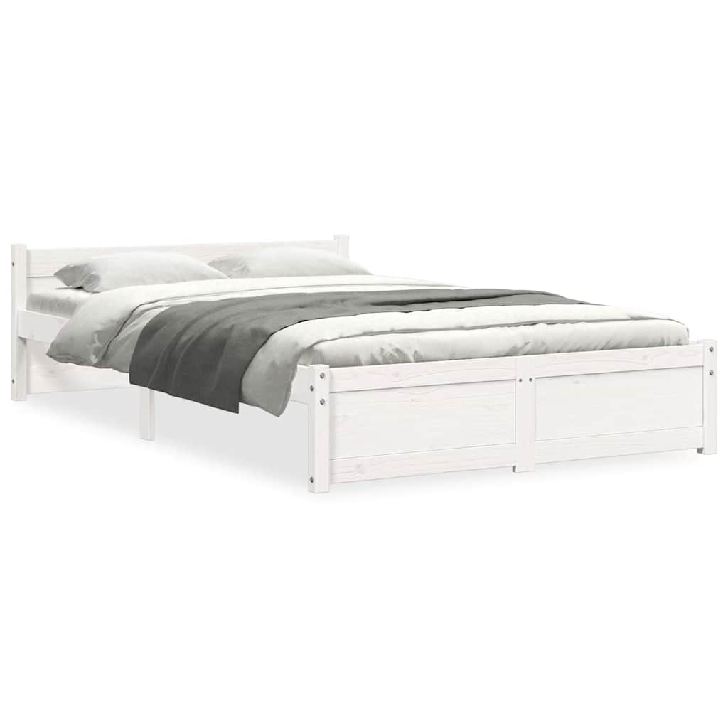 Estrutura cama pequena casal 120x190 cm pinho maciço branco