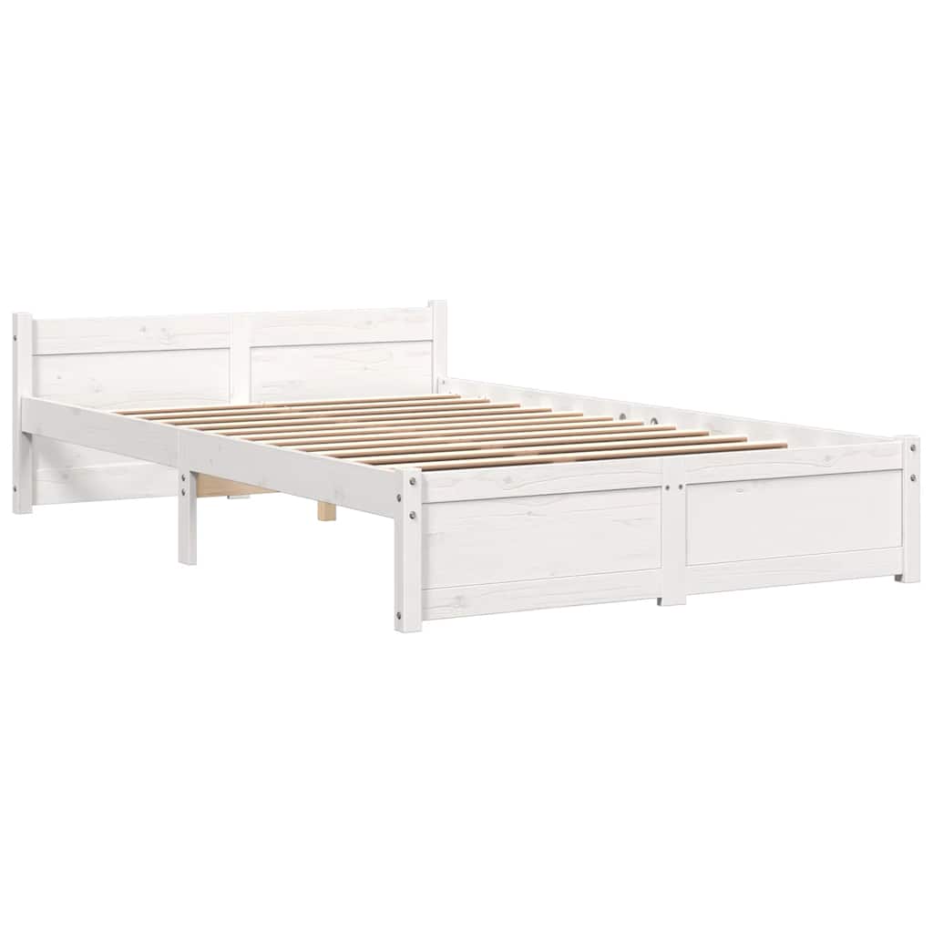 Estrutura cama pequena casal 120x190 cm pinho maciço branco