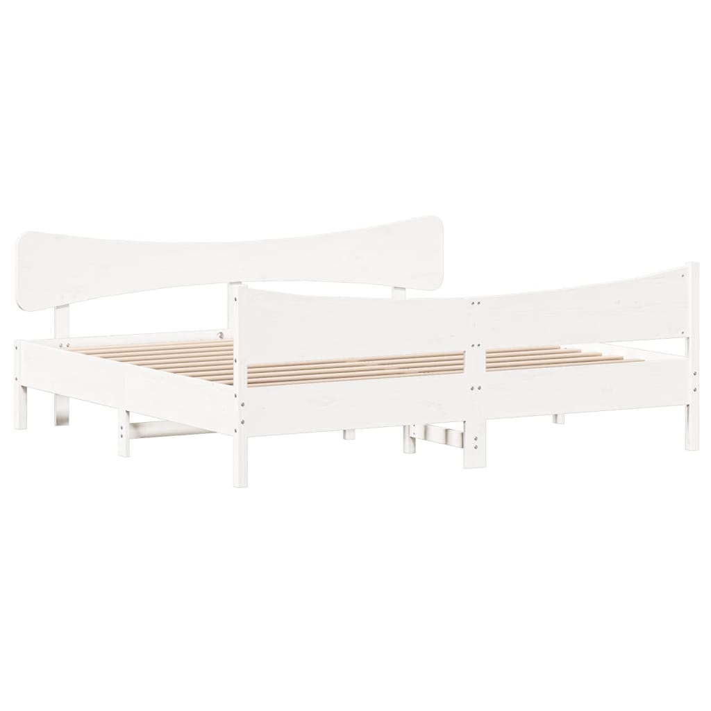 Cama sem colchão 180x200 cm madeira de pinho maciça branco
