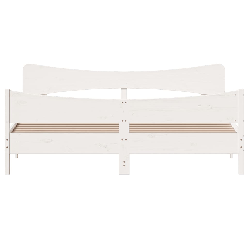 Cama sem colchão 180x200 cm madeira de pinho maciça branco