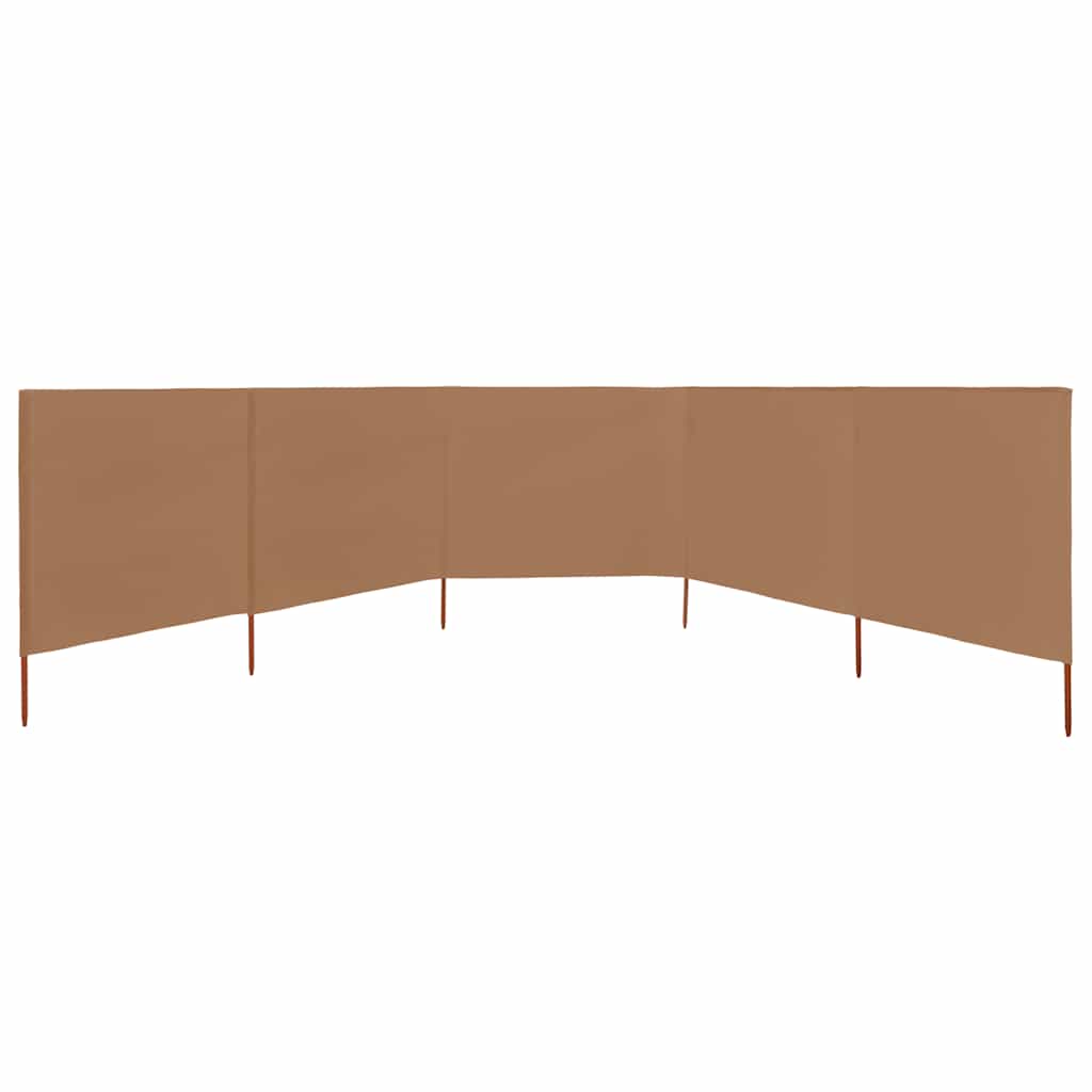 Para-vento com 5 painéis em tecido 600x120 cm cinza-acastanhado