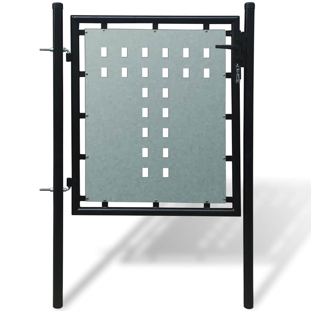 Portão de cerca de porta única preto 100x75 cm