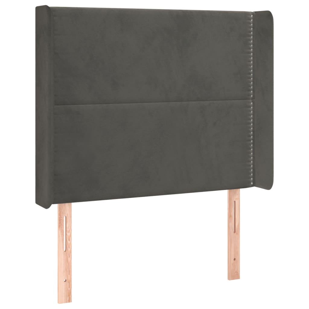 Cabeceira cama c/ luzes LED veludo 93x16x118/128cm cinza-escuro