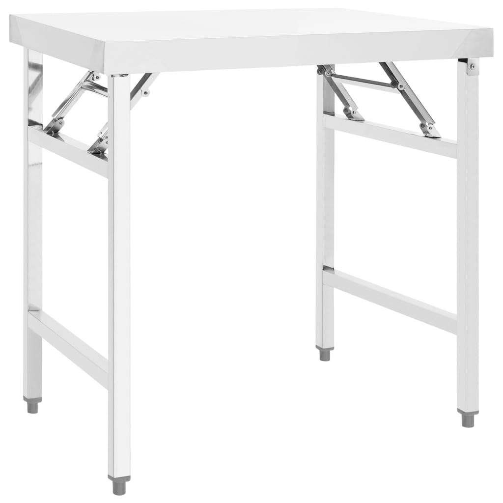 Mesa de trabalho de cozinha dobrável 85x60x80 cm aço inoxidável