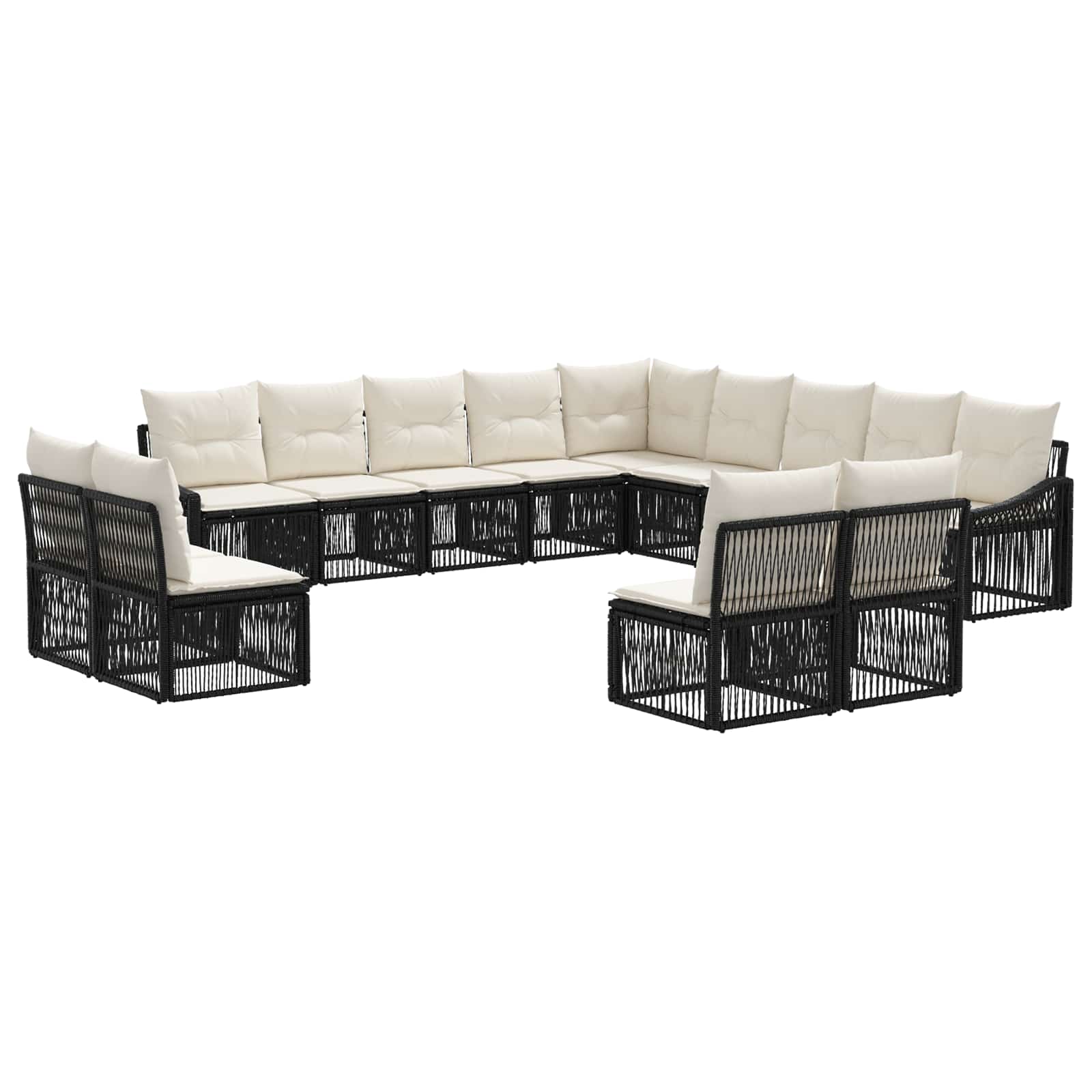 Conjunto de sofá de jardim 13 unid. preto vime PE