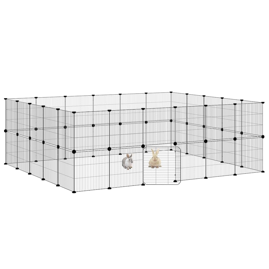 Gaiola p/ animais de 44 painéis c/ porta 35x35 cm aço preto