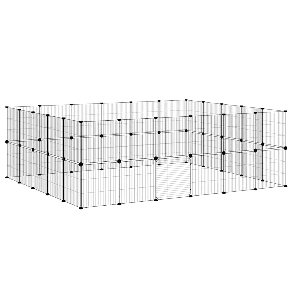 Gaiola p/ animais de 44 painéis c/ porta 35x35 cm aço preto