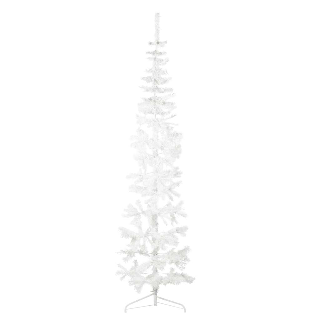 Meia árvore de natal fina com suporte 210 cm branco