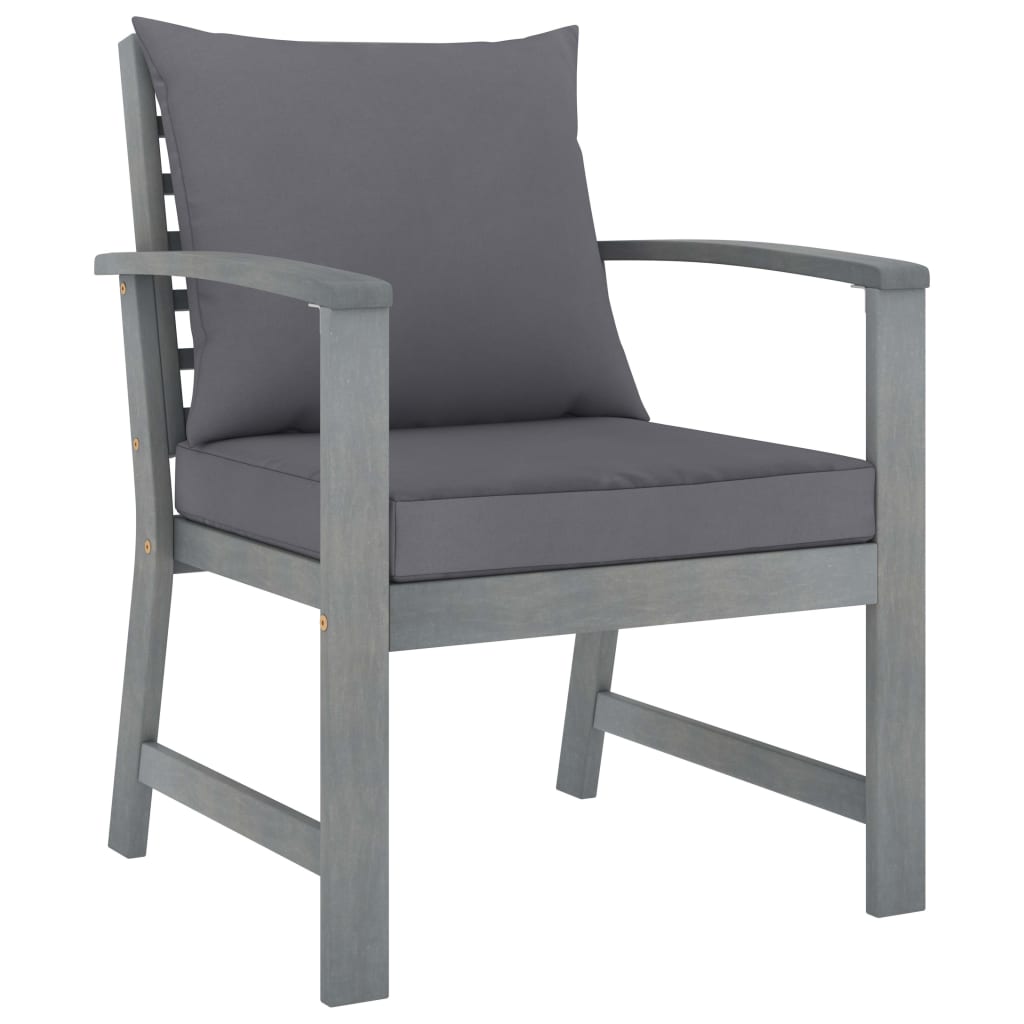 5 Pcs conj. lounge jardim c/ almofadões acácia maciça cinzento
