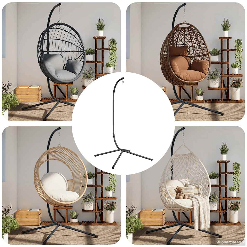 Suporte para cadeira suspensa egg sem cesto em aço antracite