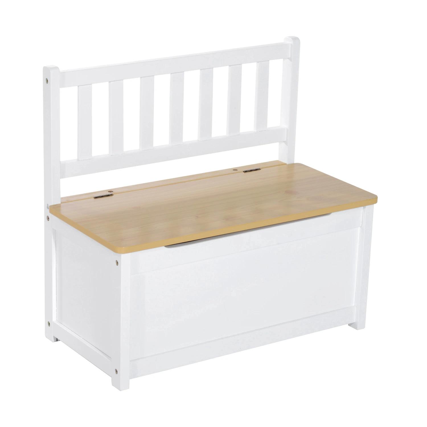 Conjunto infantil de mesa 2 cadeiras e banco com armazenamento móveis infantil para sala de jogos dormitório branco e natural