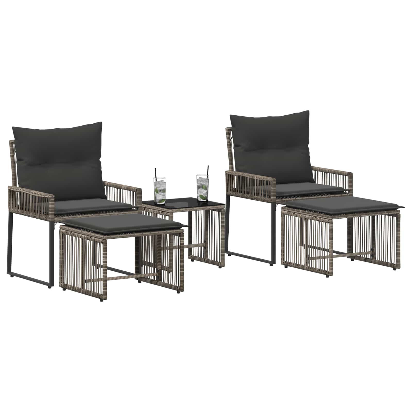 Conjunto de móveis para exterior 11 unid. cinza e cinza escuro