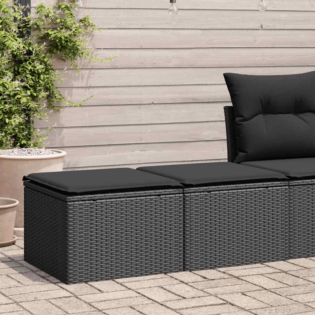 2 Pcs conjunto sofás jardim c/ almofadões vime PE/acácia preto
