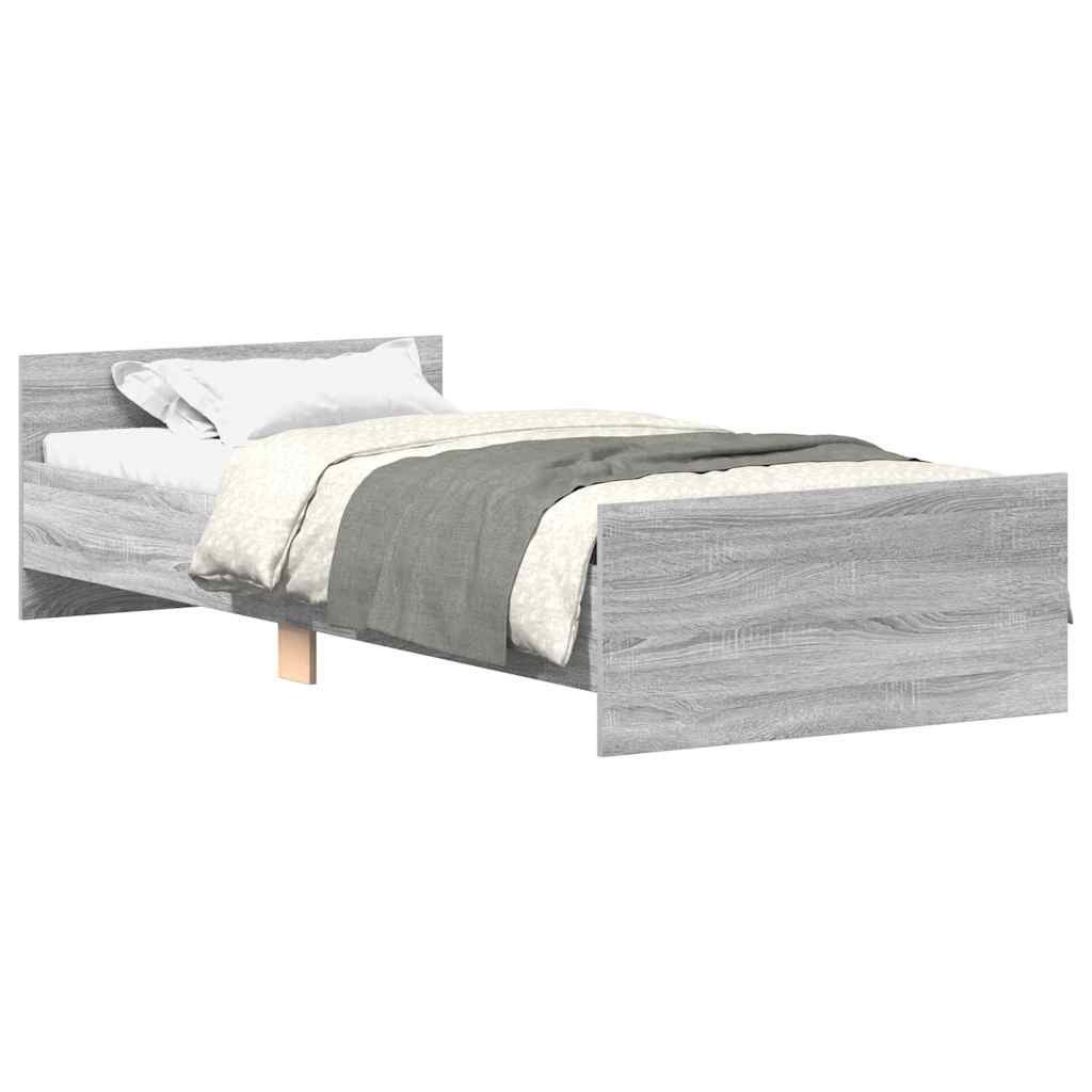 Estrutura cama 90x190 cm derivados de madeira cinzento sonoma