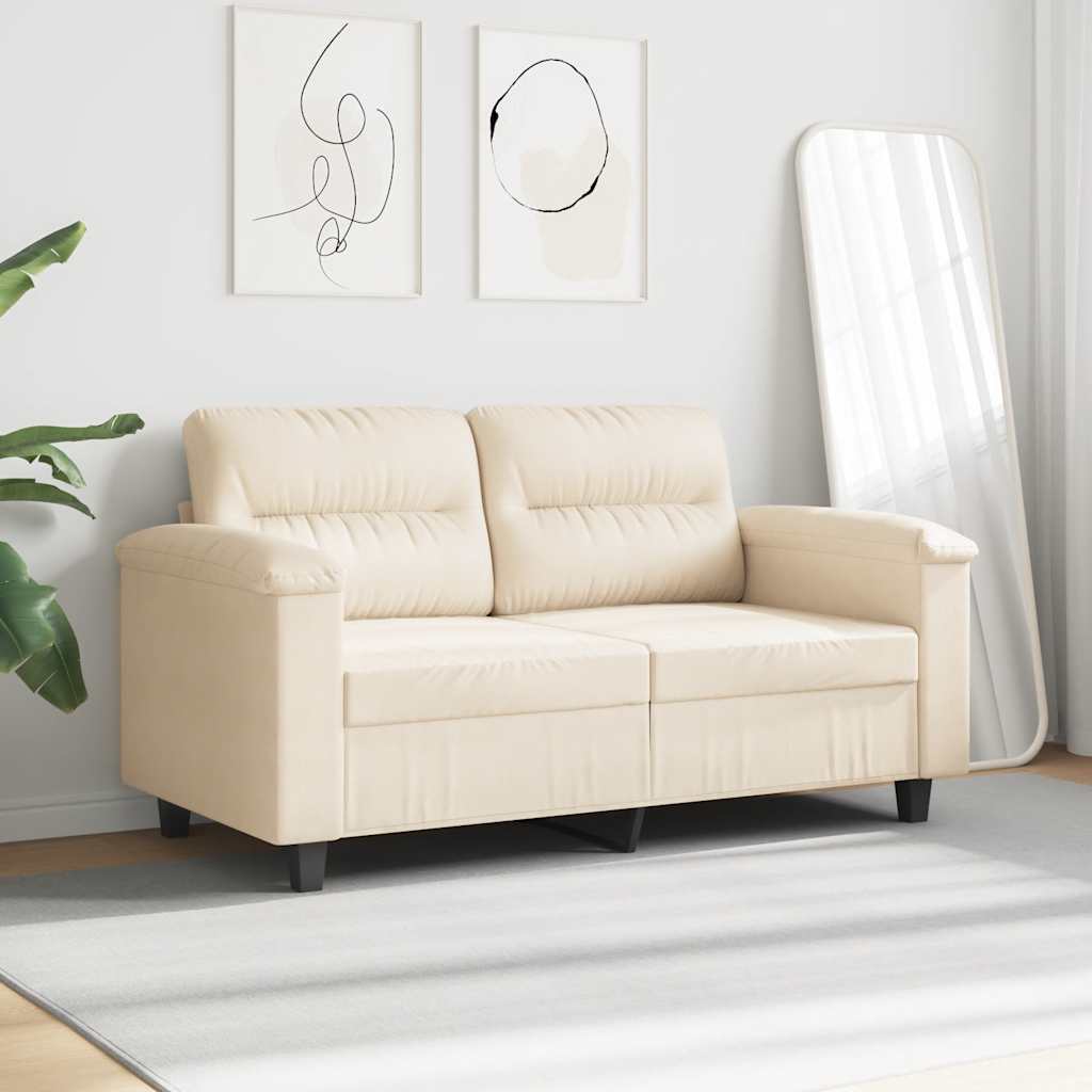 Sofá de 2 lugares 120 cm tecido de microfibra bege