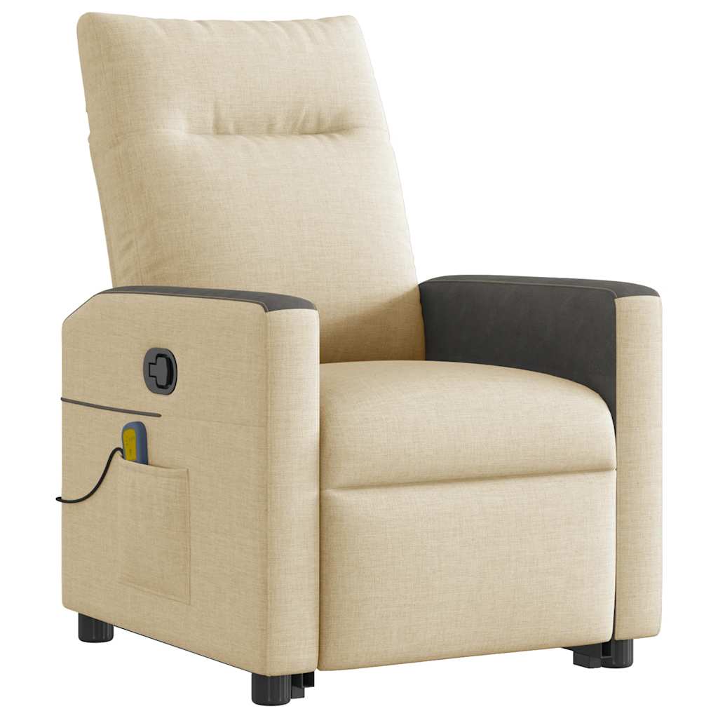 Poltrona elevatória de massagens tecido cor creme