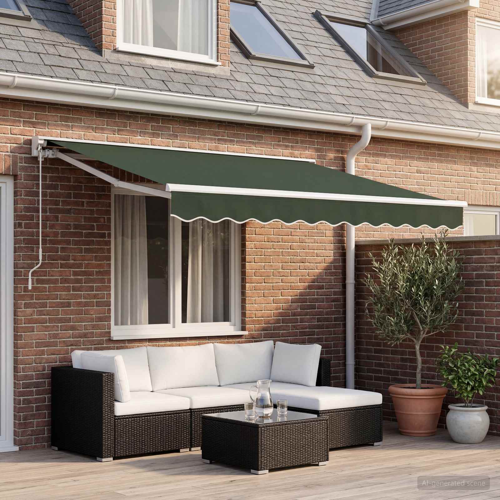 Tecido de substituição para toldo verde-escuro 381 x 195 cm
