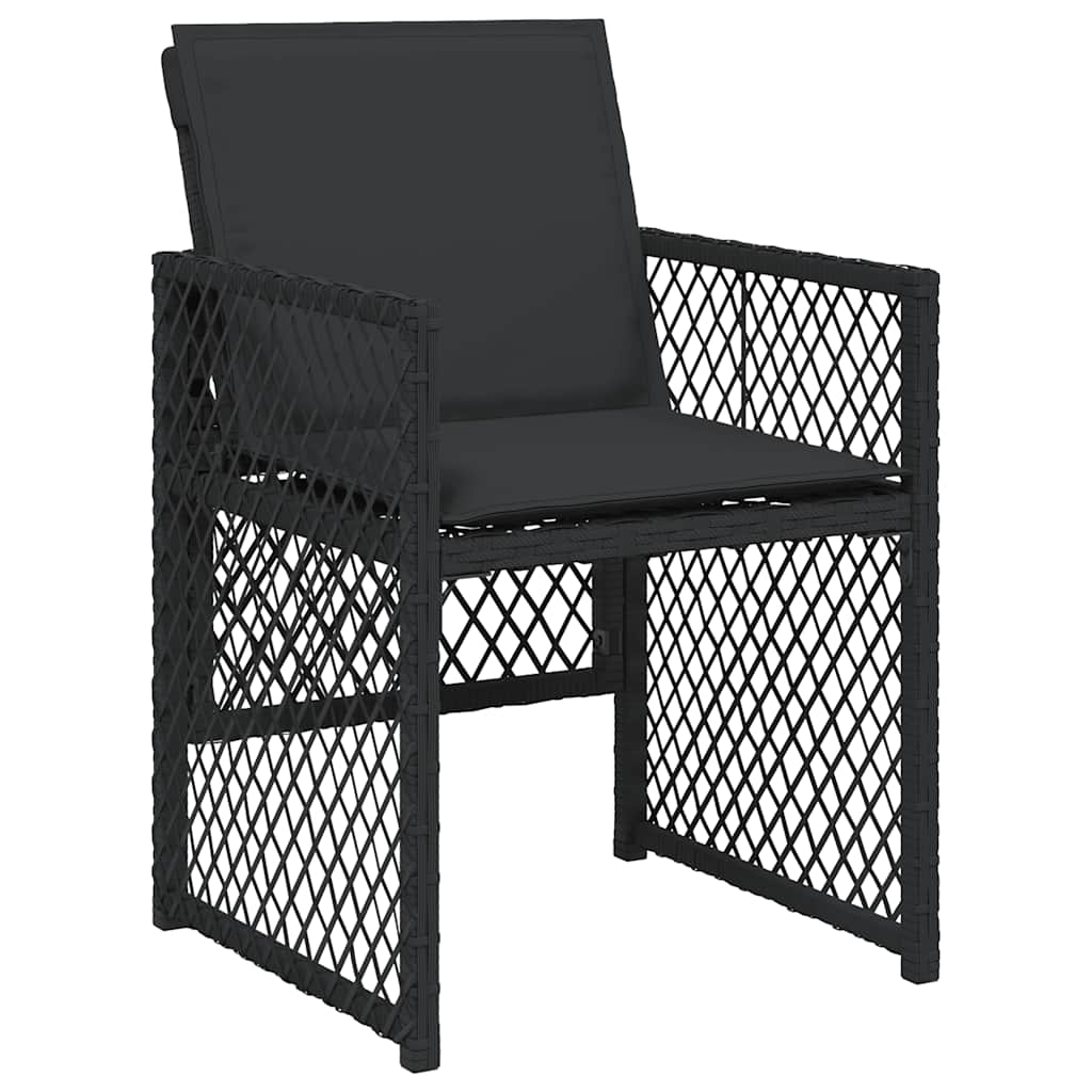 13 Pcs conjunto de jantar p/jardim com almofadões vime PE preto