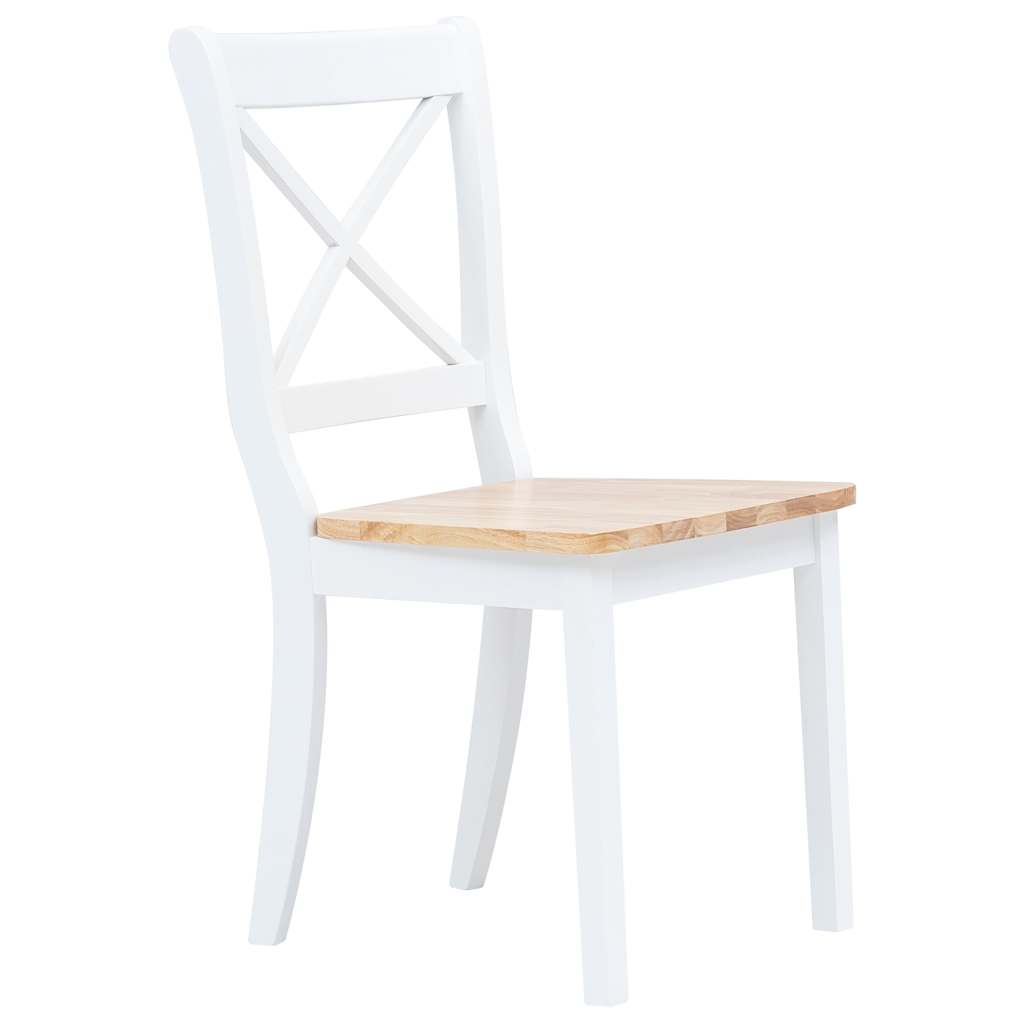 Cadeiras de jantar 6pcs seringueira maciça branco/madeira clara