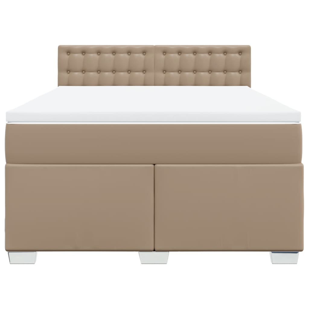 Cama com molas/colchão 140x190 cm couro artificial cappuccino