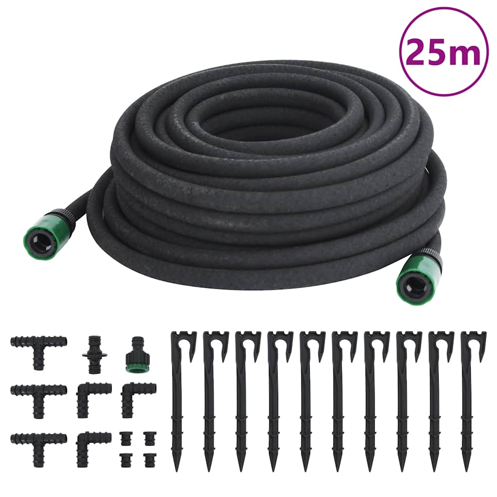 Mangueira para rega gota-a-gota de jardim 25 m borracha preto