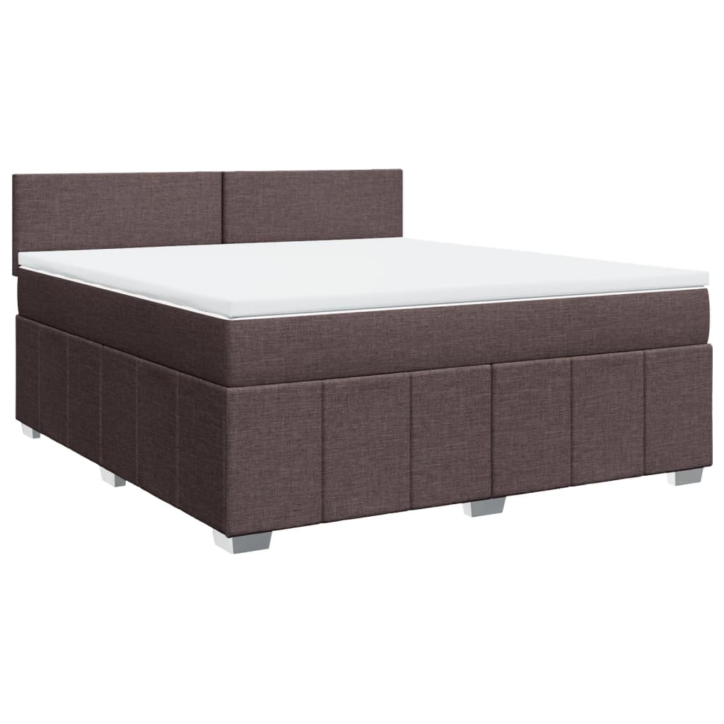 Cama com molas/colchão 180x200 cm tecido castanho-escuro