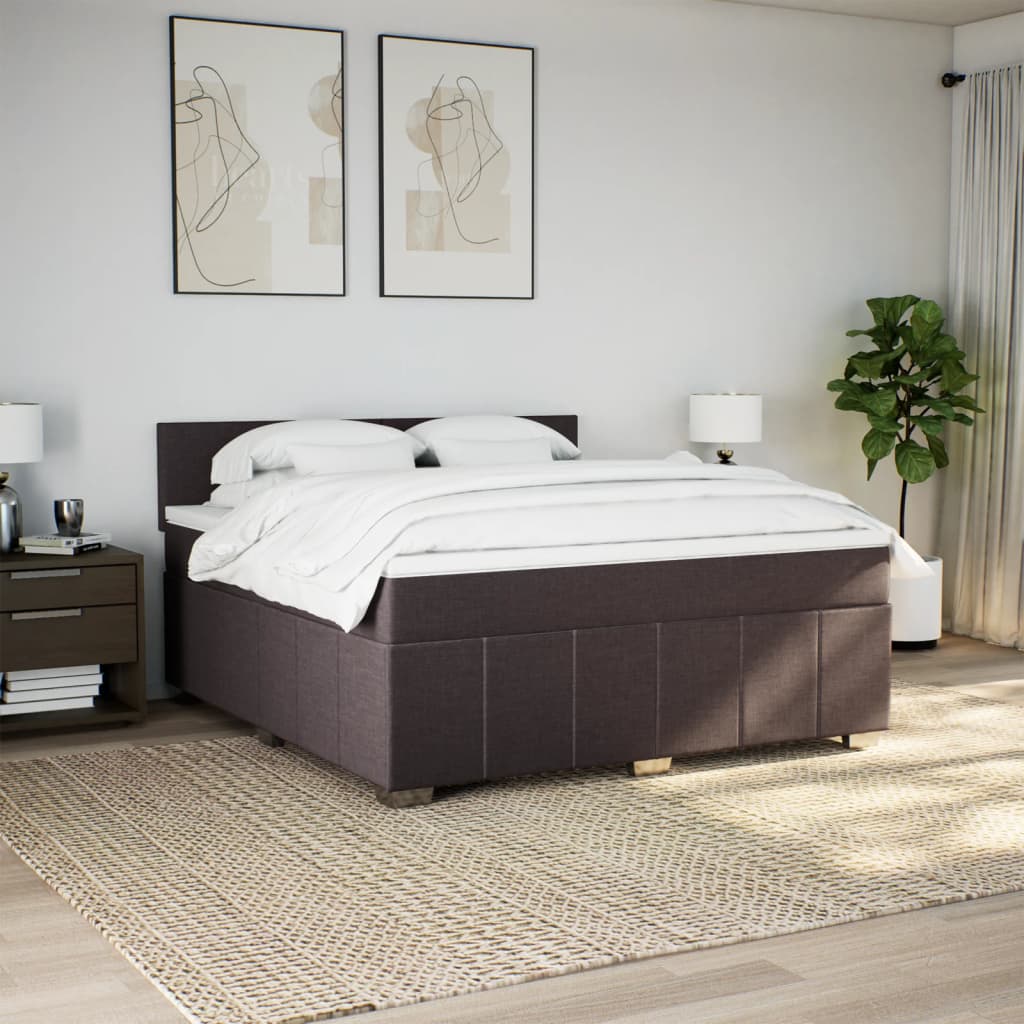Cama com molas/colchão 180x200 cm tecido castanho-escuro