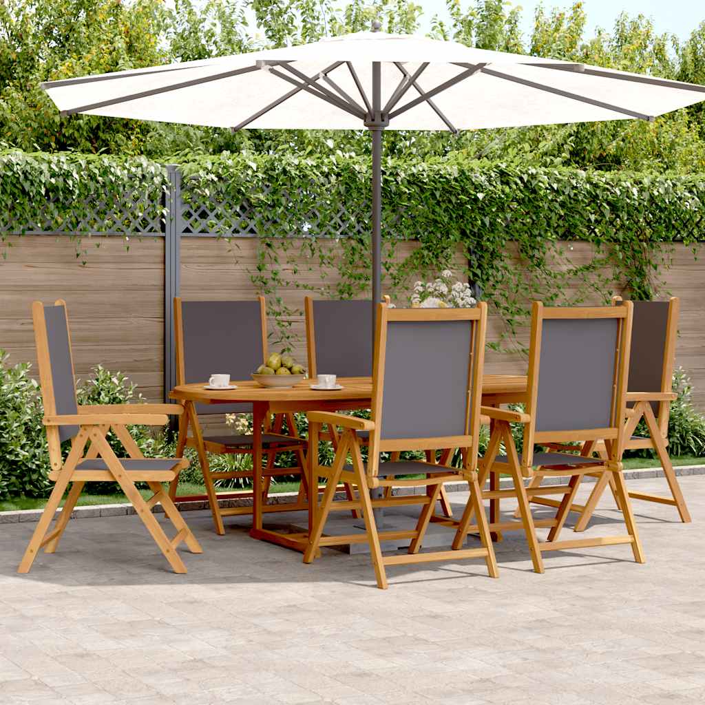 7 Pcs conjunto jantar jardim tecido/madeira maciça antracite