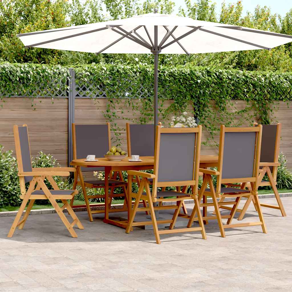 7 Pcs conjunto jantar jardim tecido/madeira maciça antracite