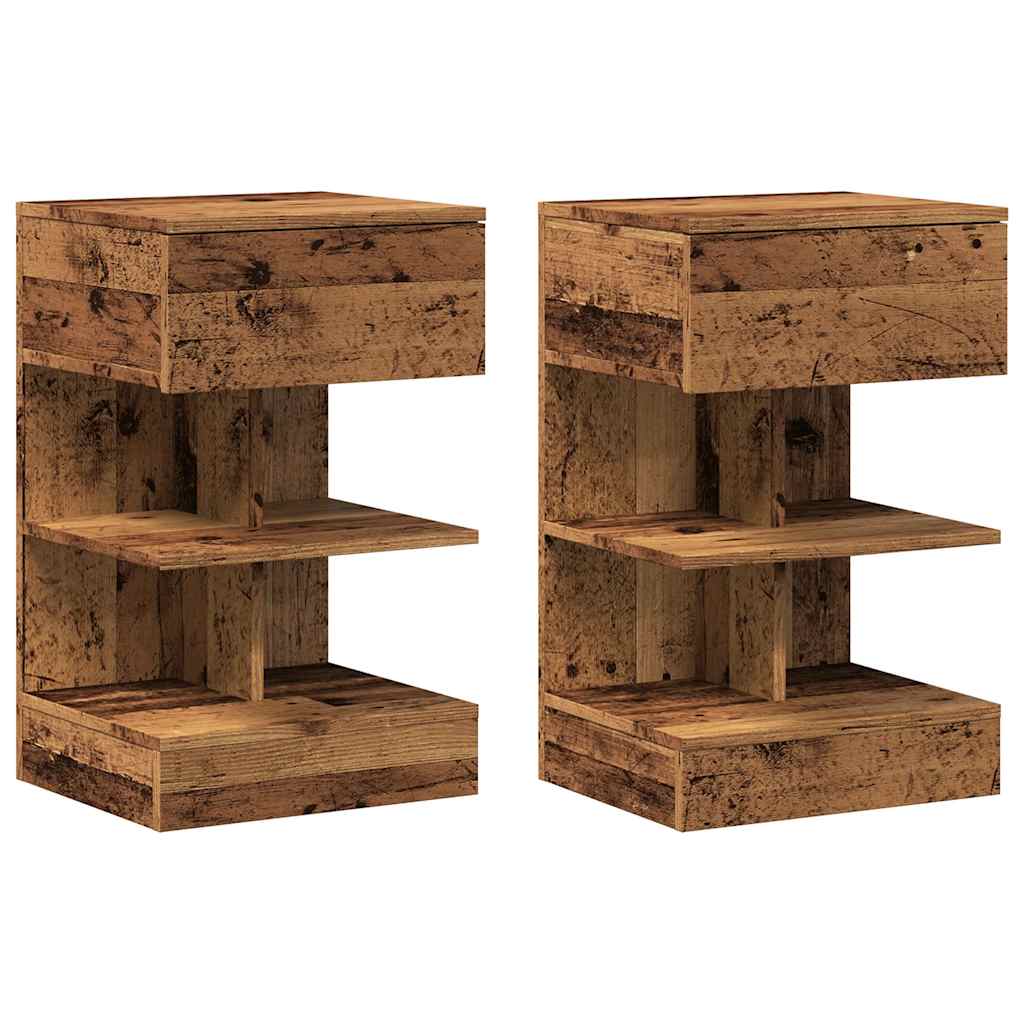 Mesas de cabeceira 2 pcs derivados de madeira madeira velha