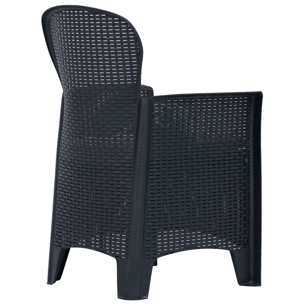 Conj. jantar p/ exterior 5 pcs plástico antracite aspeto vime