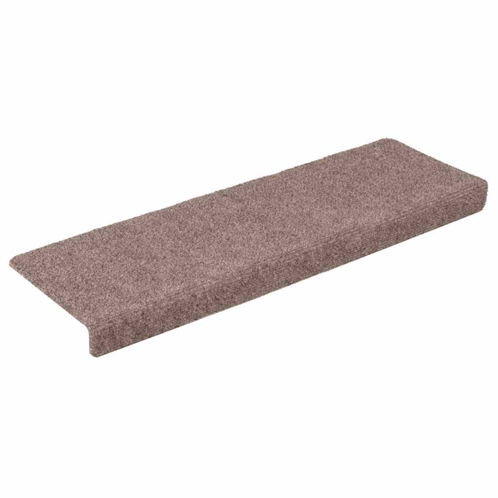 Tapetes de escada autoadesivos 30 peças 65x21x4 cm castanho claro com borda retangular