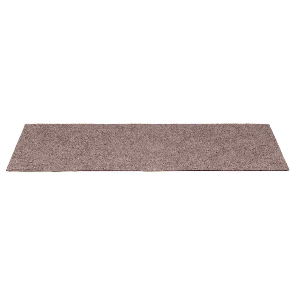 Tapetes de escada autoadesivos 30 peças 65x21x4 cm castanho claro com borda retangular